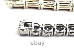 Lot of 3 Sterling Silver Faceted Colored Glass Link Bracelets