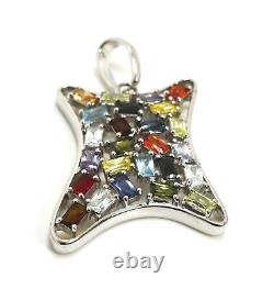 Lot of 3 Sterling Silver & Faceted Colored Glass Pendants