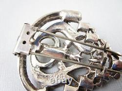 Lovely Art Deco Eisenberg Sterling Silver Clear Rhinestone Dress Clip Pin 40G