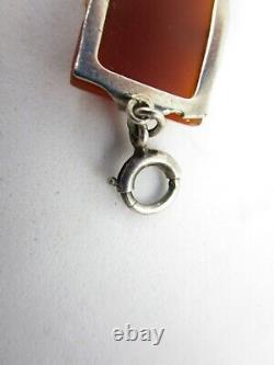 Lovely Art Deco Sterling Silver Carnelian Glass Bracelet