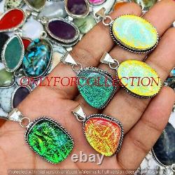 Lovely Dichoric Glass 925 Sterling Silver Plated Handmade Designer Pendants Lot