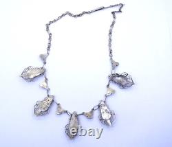 Lovely Old Vintage MEXICO Art Glass Sterling Silver Collar Necklace PLATA EAGLE