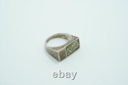 Luli Hamersztein Sterling Silver Hammered Finish Roman Glass Ring, Size 8