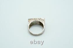 Luli Hamersztein Sterling Silver Hammered Finish Roman Glass Ring, Size 8