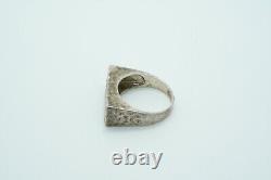 Luli Hamersztein Sterling Silver Hammered Finish Roman Glass Ring, Size 8