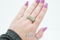 Luli Hamersztein Sterling Silver Hammered Finish Roman Glass Ring, Size 8