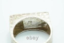 Luli Hamersztein Sterling Silver Hammered Finish Roman Glass Ring, Size 8