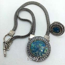 Luli Hammerstein Sterling Silver Roman Glass Necklace & Ring Circa 1980s