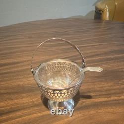 Lunt Sterling Silver (. 925) Basket with Glass Insert and Spoon, Baskets Type
