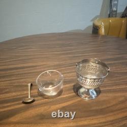 Lunt Sterling Silver (. 925) Basket with Glass Insert and Spoon, Baskets Type