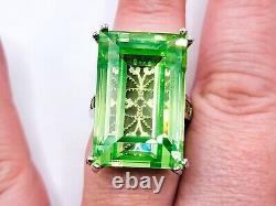 Luxury 58ct Uranium Green Spinel Ring Sterling Silver Filigree Peridot Accents