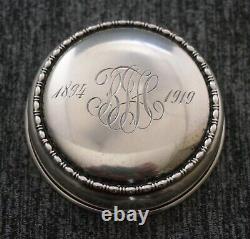 MACLAREN'S Imperial Cheese STERLING SILVER Encased Milk Glass JAR Monogram Lid