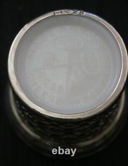 MACLAREN'S Imperial Cheese STERLING SILVER Encased Milk Glass JAR Monogram Lid