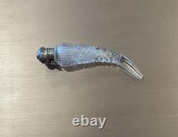 MARK DOWN! Cut Glass Horn Shaped Vinaigrette Sterling Silver Top Amethyst Jewel
