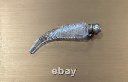 MARK DOWN! Cut Glass Horn Shaped Vinaigrette Sterling Silver Top Amethyst Jewel