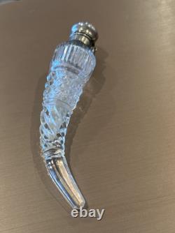 MARK DOWN! Cut Glass Horn Shaped Vinaigrette Sterling Silver Top Amethyst Jewel