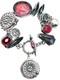 Mars & Valentine Sterling Silver Raspberry Czech Glass Charm Bracelet