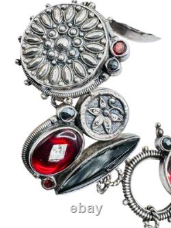 MARS & VALENTINE Sterling Silver Raspberry Czech Glass Charm Bracelet