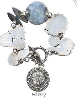 MARS & VALENTINE Sterling Silver Raspberry Czech Glass Charm Bracelet