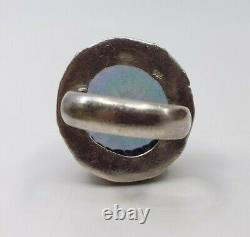 MASSIVE vintage Fine Sterling Silver & Mystic Topaz Glass Ring Size 8.5
