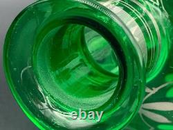 MURANO Sterling Silver Overlay Emerald Green Glass Bottle Decanter Set 5 Glasses