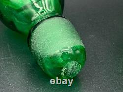 MURANO Sterling Silver Overlay Emerald Green Glass Bottle Decanter Set 5 Glasses