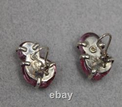 Mariquita Masterson Sterling Silver 925 Pink Glass Clip Earrings