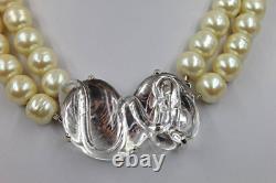 Mariquita Masterson Sterling Silver Faux Pearl 16 Necklace Clear Glass Pendant