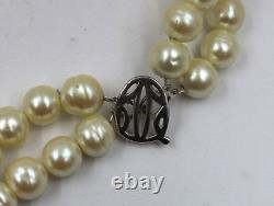 Mariquita Masterson Sterling Silver Faux Pearl 16 Necklace Clear Glass Pendant