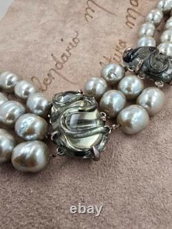 Mariquita Masterson Sterling Silver Sculpted Glass Triple-Strand Bracelet