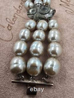 Mariquita Masterson Sterling Silver Sculpted Glass Triple-Strand Bracelet