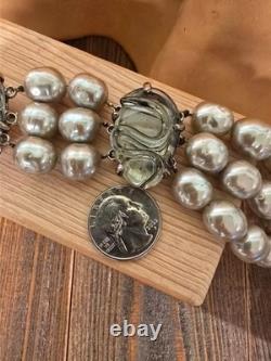 Mariquita Masterson Sterling Silver Sculpted Glass Triple-Strand Bracelet