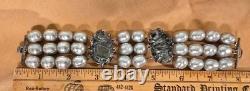 Mariquita Masterson Sterling Silver Sculpted Glass Triple-Strand Bracelet
