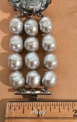 Mariquita Masterson Sterling Silver Sculpted Glass Triple-Strand Bracelet