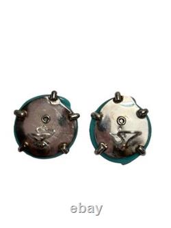 Mariquita Masterson Turquoise Blue Glass Sterling Silver Earrings Clips