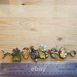 Mars & Valentine Bracelet Sterling Silver Brass Bird Glass Flower MOP eggs