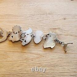 Mars & Valentine Bracelet Sterling Silver Brass Bird Glass Flower MOP eggs