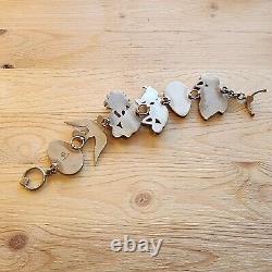 Mars & Valentine Bracelet Sterling Silver Brass Bird Glass Flower MOP eggs