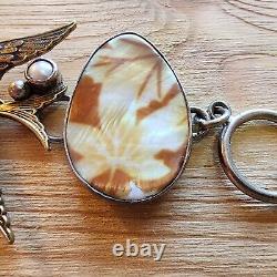 Mars & Valentine Bracelet Sterling Silver Brass Bird Glass Flower MOP eggs