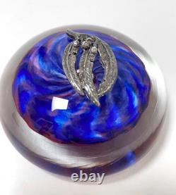 Martini Australian Art Glass Paperweight Sterling Silver Gumleaves Tina Cooper