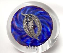 Martini Australian Art Glass Paperweight Sterling Silver Gumleaves Tina Cooper