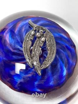 Martini Australian Art Glass Paperweight Sterling Silver Gumleaves Tina Cooper