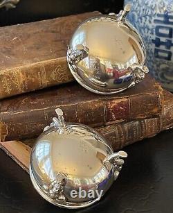 Marvelous Rare Sterling Silver Ram Cobalt Open Salt Pair American c1935 2.75