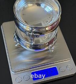 Marvelous Rare Sterling Silver Ram Cobalt Open Salt Pair American c1935 2.75