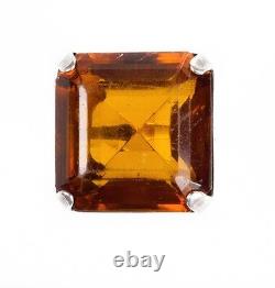 Massive Art Deco Faux Mandarin Citrine Cocktail Ring