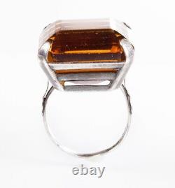 Massive Art Deco Faux Mandarin Citrine Cocktail Ring