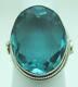 Massive Gorgeous Estate Oval-cut Blue Glass Sterling Silver Ring, Size 7.5
