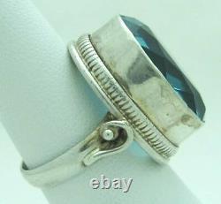 Massive Gorgeous Estate Oval-cut Blue Glass Sterling Silver Ring, Size 7.5