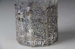 Mauser Sterling Silver Overlay Etched Glass Decanter Read