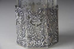 Mauser Sterling Silver Overlay Etched Glass Decanter Read